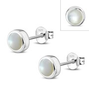 Mother of Pearl Sterling Silver Stud Earrings - e407